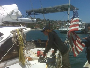 Zac preparing for his final leg